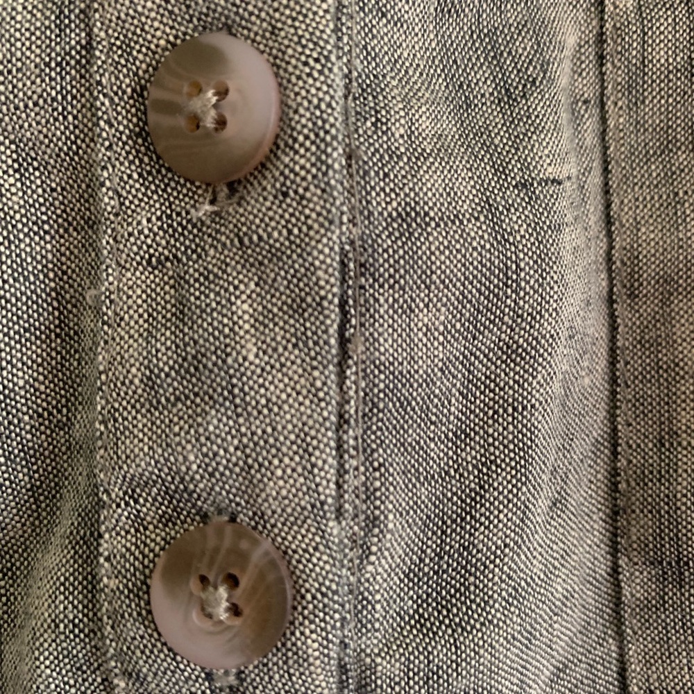 Andrea Jovine Linen Black Cream Pocket Blouse Size Large - Picture 8 of 12